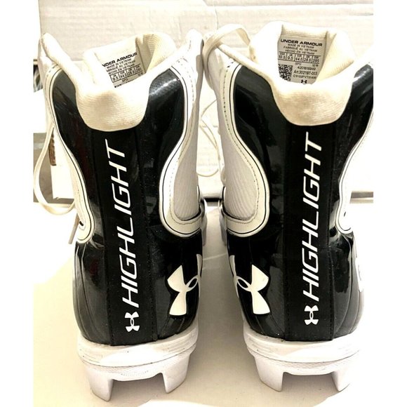 Under Armour Men's Size 10.5 black white HI top Highlight cleats Athletic Shoes - Picture 6 of 8